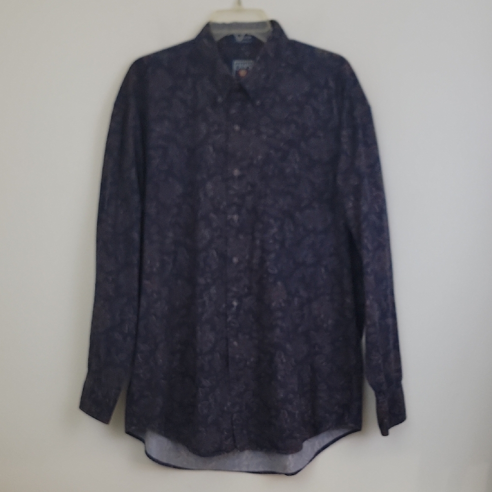 Ralph Lauren Chaps Cotton Blue, Rust, Green & Gold Pattern Long Sleeve Shirt XL